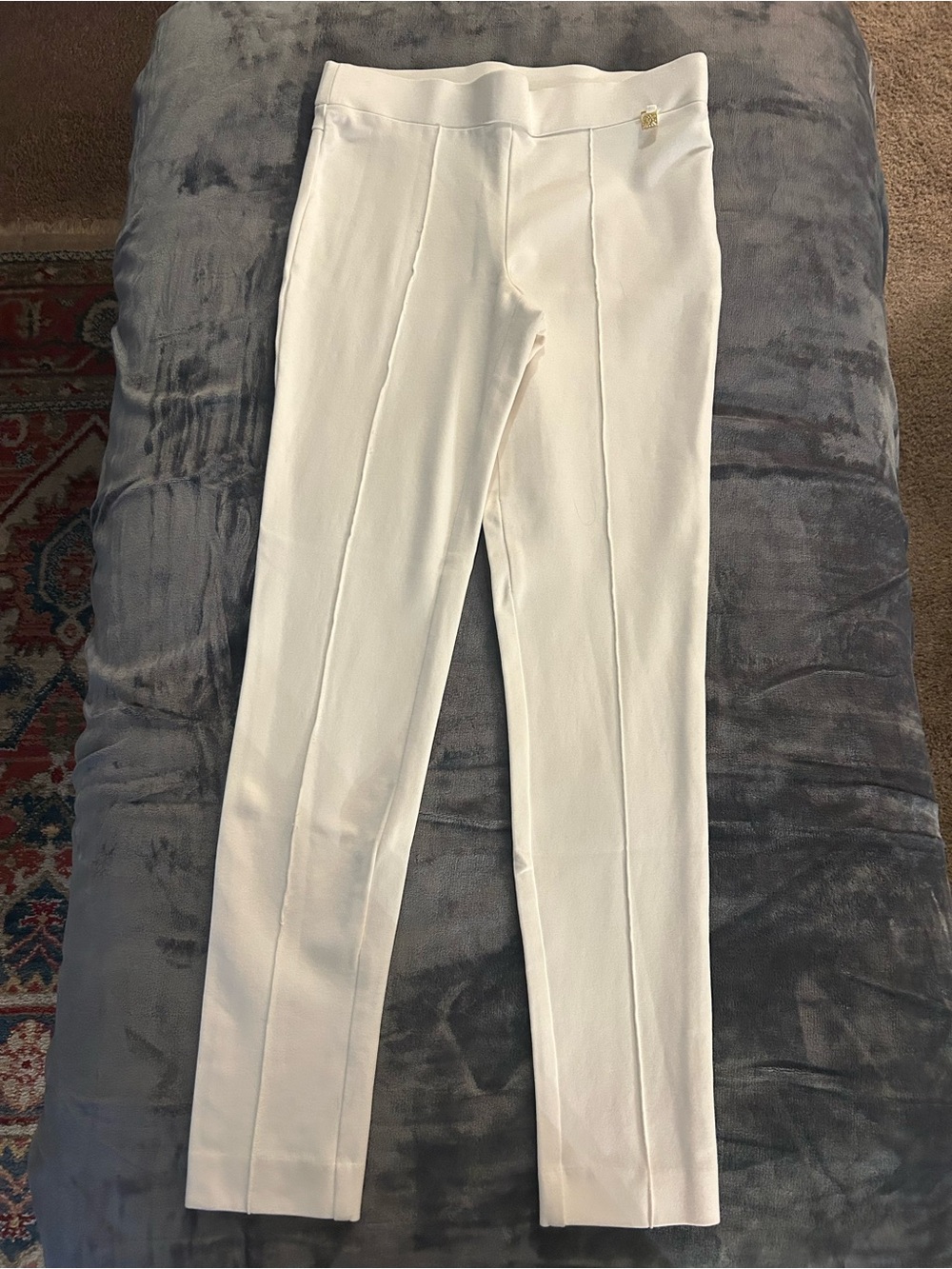 Anne Klein White Ponte Seam Detail Pants